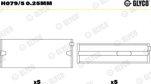 Glyco H079/5 0.25mm - Подшипник коленвала parts5.com