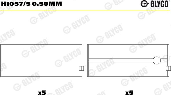 Glyco H1057/5 0.50mm - Подшипник коленвала parts5.com