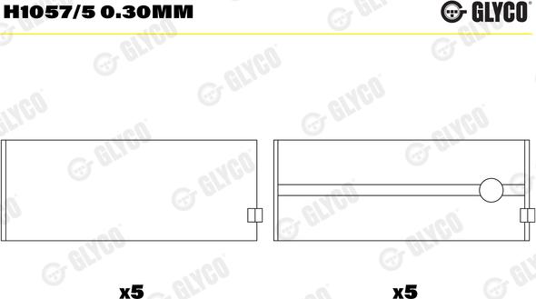 Glyco H1057/5 0.30mm - Подшипник коленвала parts5.com