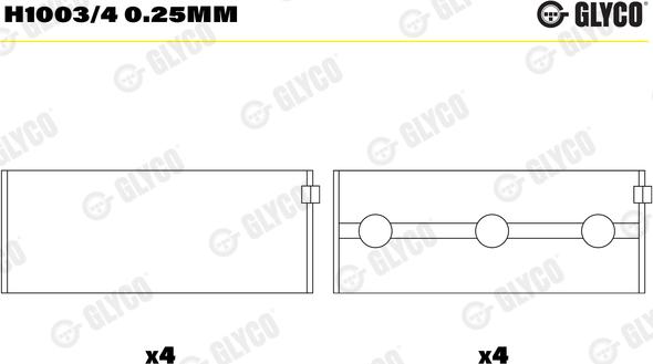 Glyco H1003/4 0.25MM - Подшипник коленвала parts5.com