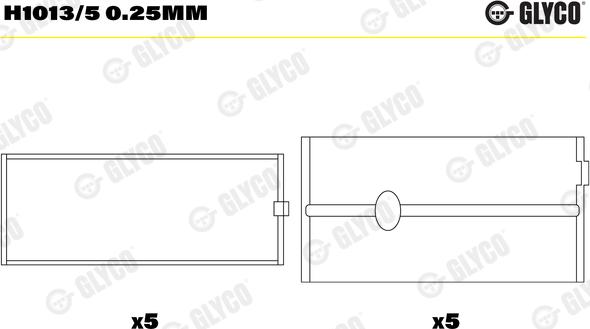 Glyco H1013/5 0.25mm - Подшипник коленвала parts5.com