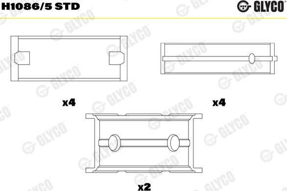 Glyco H1086/5 STD - Подшипник коленвала parts5.com