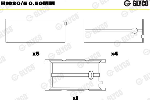 Glyco H1020/5 0.50mm - Подшипник коленвала parts5.com