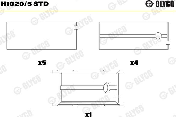 Glyco H1020/5 STD - Подшипник коленвала parts5.com