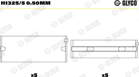 Glyco H1325/5 0.50mm - Подшипник коленвала parts5.com