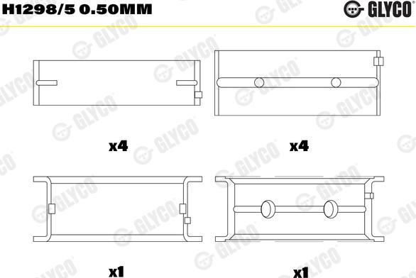 Glyco H1298/5 0.50MM - Подшипник коленвала parts5.com