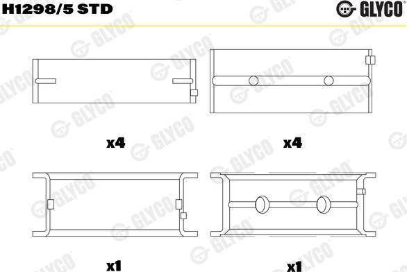 Glyco H1298/5 STD - Подшипник коленвала parts5.com