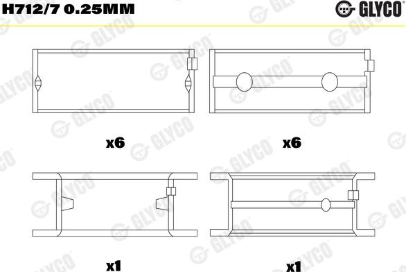 Glyco H712/7 0.25mm - Подшипник коленвала parts5.com