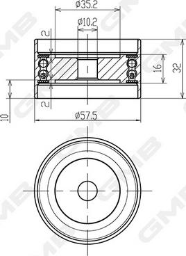 GMB GT90250 - Направляющий ролик, зубчатый ремень parts5.com