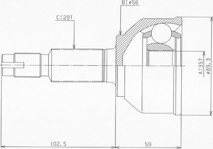 HDK NI-095 - Шарнирный комплект, ШРУС, приводной вал parts5.com