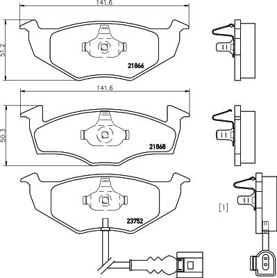 HELLA 8DB 355 009-801 - Тормозные колодки, дисковые, комплект parts5.com