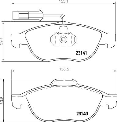 HELLA 8DB 355 008-421 - Тормозные колодки, дисковые, комплект parts5.com