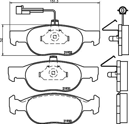 HELLA 8DB 355 007-921 - Тормозные колодки, дисковые, комплект parts5.com