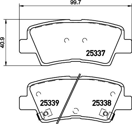 HELLA 8DB 355 019-981 - Тормозные колодки, дисковые, комплект parts5.com