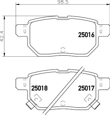 HELLA 8DB 355 014-991 - Тормозные колодки, дисковые, комплект parts5.com