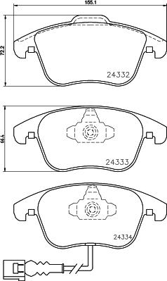 HELLA 8DB 355 014-031 - Тормозные колодки, дисковые, комплект parts5.com