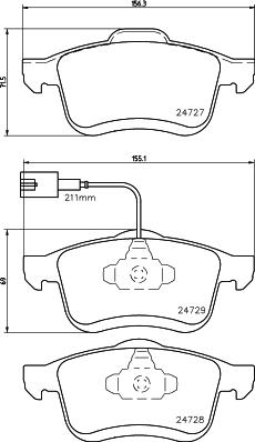 HELLA 8DB 355 014-241 - Тормозные колодки, дисковые, комплект parts5.com