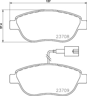 HELLA 8DB 355 015-791 - Тормозные колодки, дисковые, комплект parts5.com