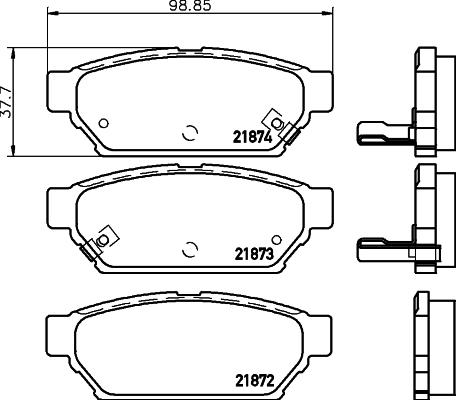 HELLA 8DB 355 016-701 - Тормозные колодки, дисковые, комплект parts5.com