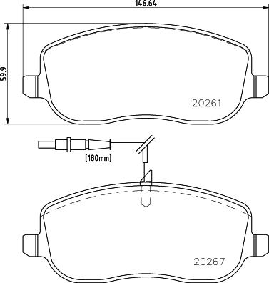 HELLA 8DB 355 010-501 - Тормозные колодки, дисковые, комплект parts5.com