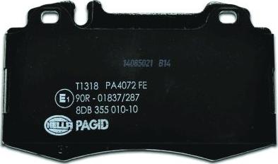 HELLA 8DB 355 010-101 - Тормозные колодки, дисковые, комплект parts5.com