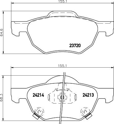 HELLA 8DB 355 010-831 - Тормозные колодки, дисковые, комплект parts5.com