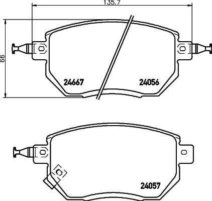 HELLA 8DB 355 011-101 - Тормозные колодки, дисковые, комплект parts5.com