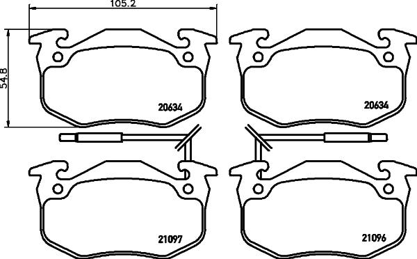 HELLA 8DB 355 018-941 - Тормозные колодки, дисковые, комплект parts5.com