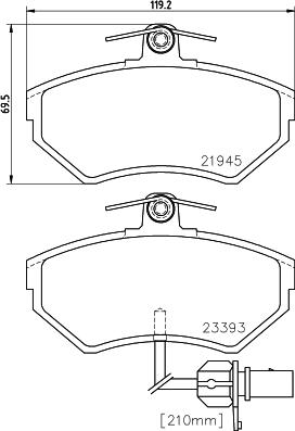 HELLA 8DB 355 018-451 - Тормозные колодки, дисковые, комплект parts5.com