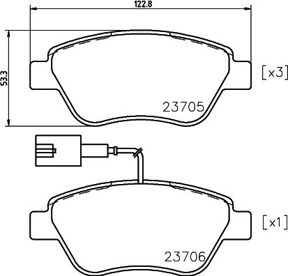 HELLA 8DB 355 018-821 - Тормозные колодки, дисковые, комплект parts5.com