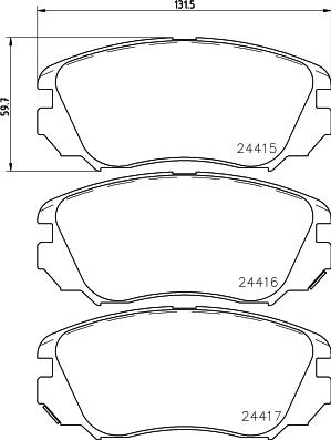 HELLA 8DB 355 013-051 - Тормозные колодки, дисковые, комплект parts5.com