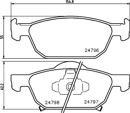 HELLA 8DB 355 013-891 - Тормозные колодки, дисковые, комплект parts5.com