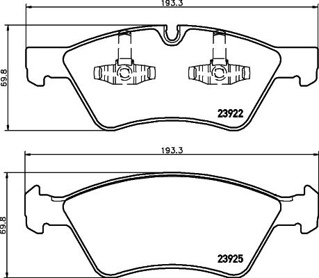 HELLA 8DB 355 012-011 - Тормозные колодки, дисковые, комплект parts5.com