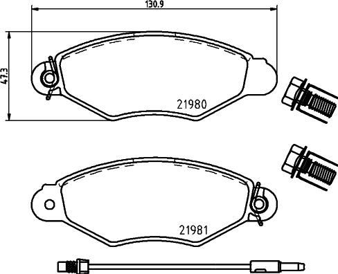 HELLA 8DB 355 019-301 - Тормозные колодки, дисковые, комплект parts5.com