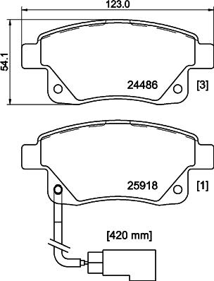 HELLA 8DB 355 012-781 - Тормозные колодки, дисковые, комплект parts5.com