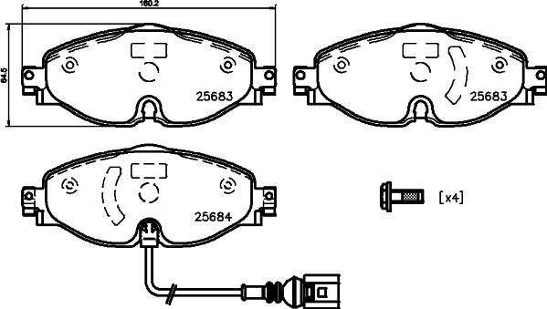 HELLA 8DB 355 020-191 - Тормозные колодки, дисковые, комплект parts5.com