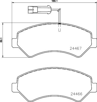 HELLA 8DB 355 023-011 - Тормозные колодки, дисковые, комплект parts5.com