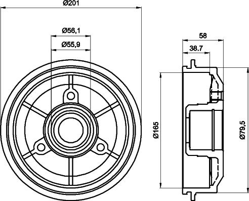 HELLA 8DT 355 300-051 - Тормозной барабан parts5.com