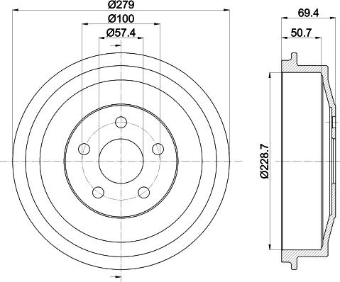 HELLA 8DT 355 303-101 - Тормозной барабан parts5.com