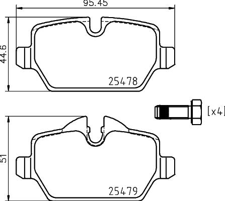 HELLA PAGID 8DB 355 020-111 - Тормозные колодки, дисковые, комплект parts5.com