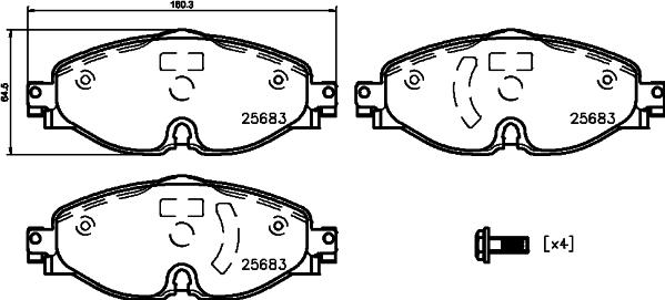 HELLA PAGID 8DB 355 023-171 - Тормозные колодки, дисковые, комплект parts5.com