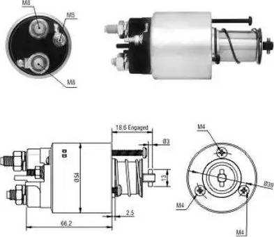 Hoffer 6646054 - Тяговое реле, стартер parts5.com