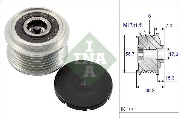 INA 535 0098 10 - Шкив генератора, муфта parts5.com