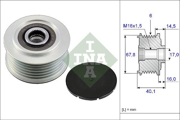 INA 535 0047 10 - Шкив генератора, муфта parts5.com