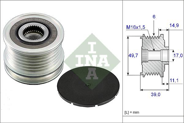 INA 535 0050 10 - Шкив генератора, муфта parts5.com