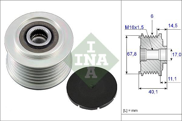 INA 535 0052 10 - Шкив генератора, муфта parts5.com