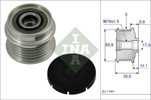 INA 535 0005 10 - Шкив генератора, муфта parts5.com