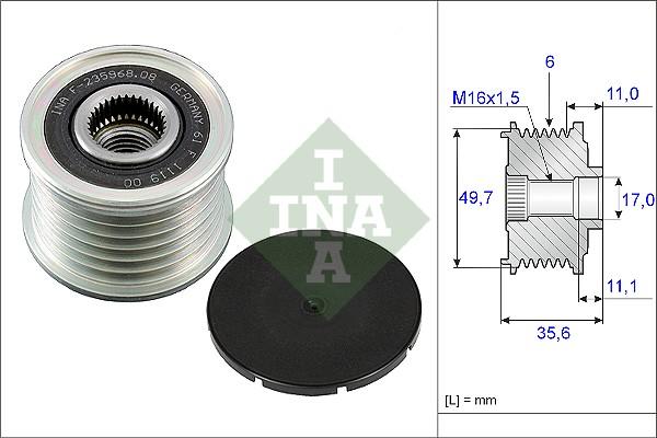 INA 535 0086 10 - Шкив генератора, муфта parts5.com