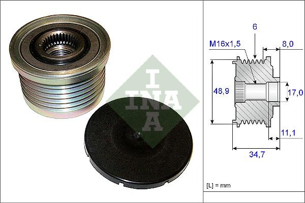 INA 535 0088 10 - Шкив генератора, муфта parts5.com