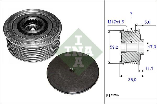 INA 535 0087 10 - Шкив генератора, муфта parts5.com